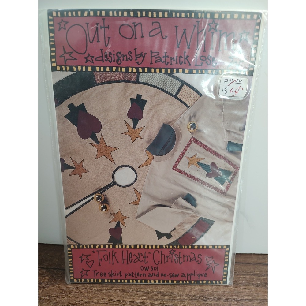 Primitive Quilt Applique Christmas Tree Skirt UNCUT Pattern Out on a Whim P97
